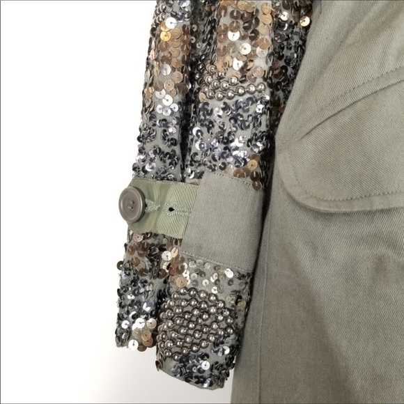 Joie Sequin Embellished Statement Sequin Sleeve Anorak Trench Jacket NWT - Picture 10 of 12